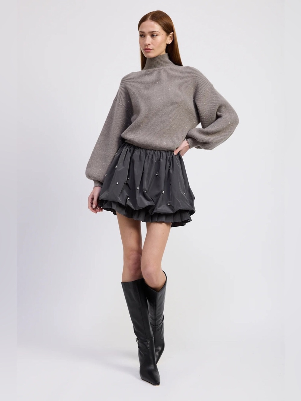 En Saison Black Embellished Bubble Mini Dress - Picture 3 of 9